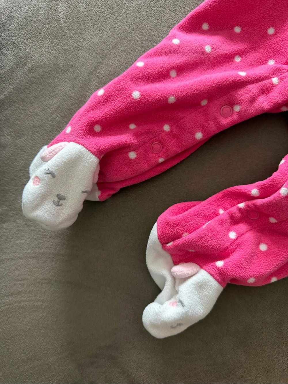 Baby Girls' Hot Pink Polka Dot Fleece One-Piece Sleepwear Dog